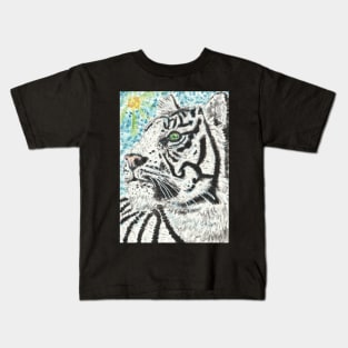 White tiger face painting Kids T-Shirt